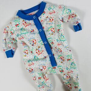Vintage 1980s Playskool Baby Waffle Knit Winter Penguin Footie Pajamas Sz 6-9 mo